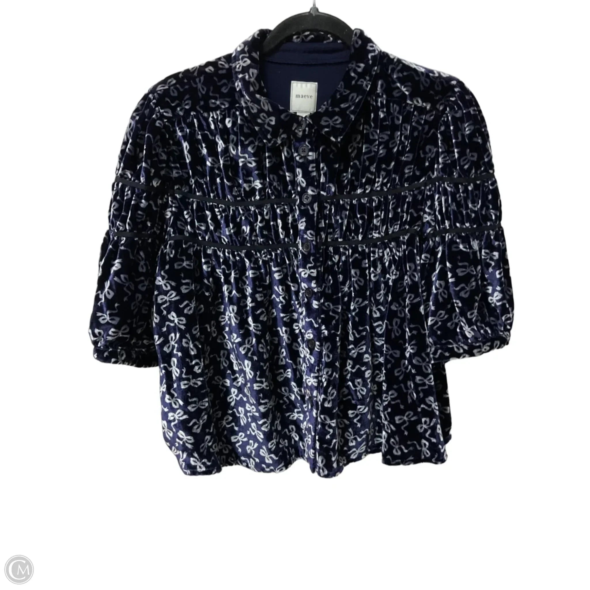 Top Short Sleeve By Maeve In Black & Silver, Size: L