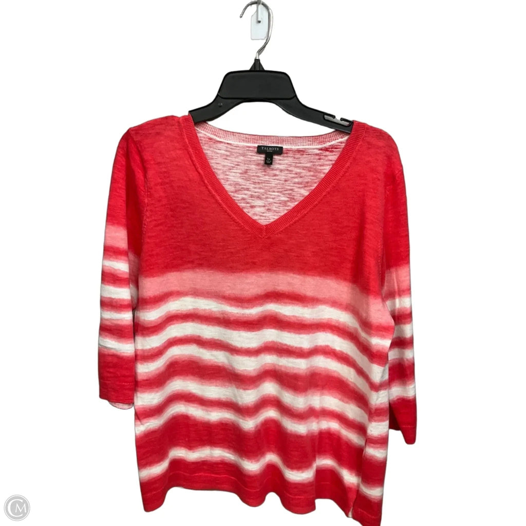 Top 3/4 Sleeve By Talbots In Pink & White, Size: Lp