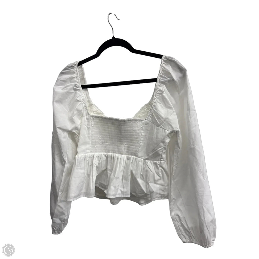 Blouse Long Sleeve By Abercrombie And Fitch In White, Size: M