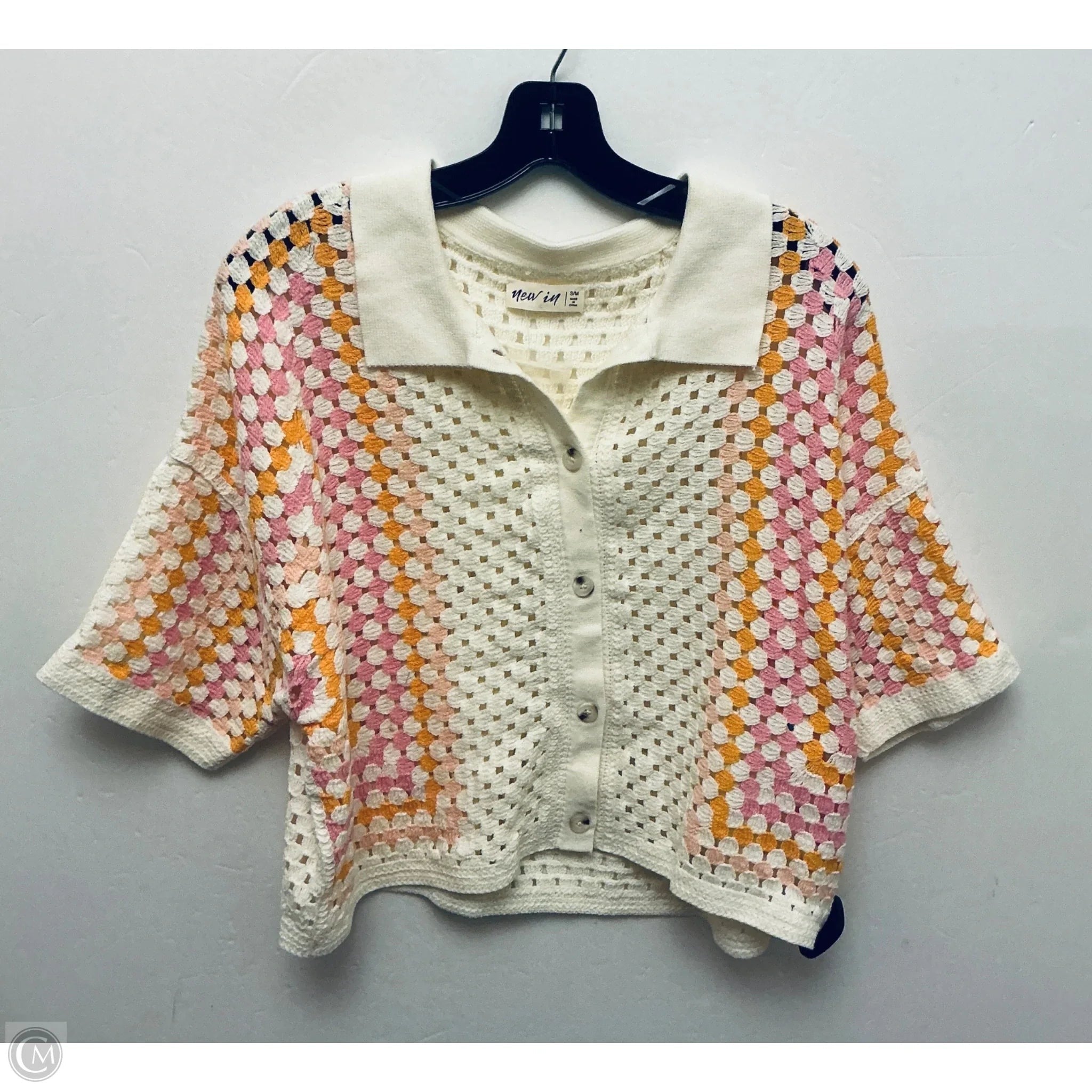 Top Short Sleeve By New In In Cream & Pink, Size: S
