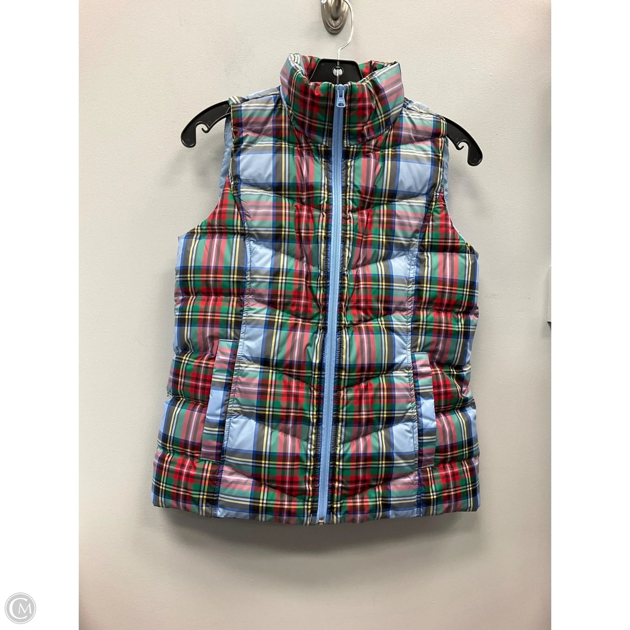 Vest Puffer & Quilted By Lands End In Plaid Pattern, Size: Xs