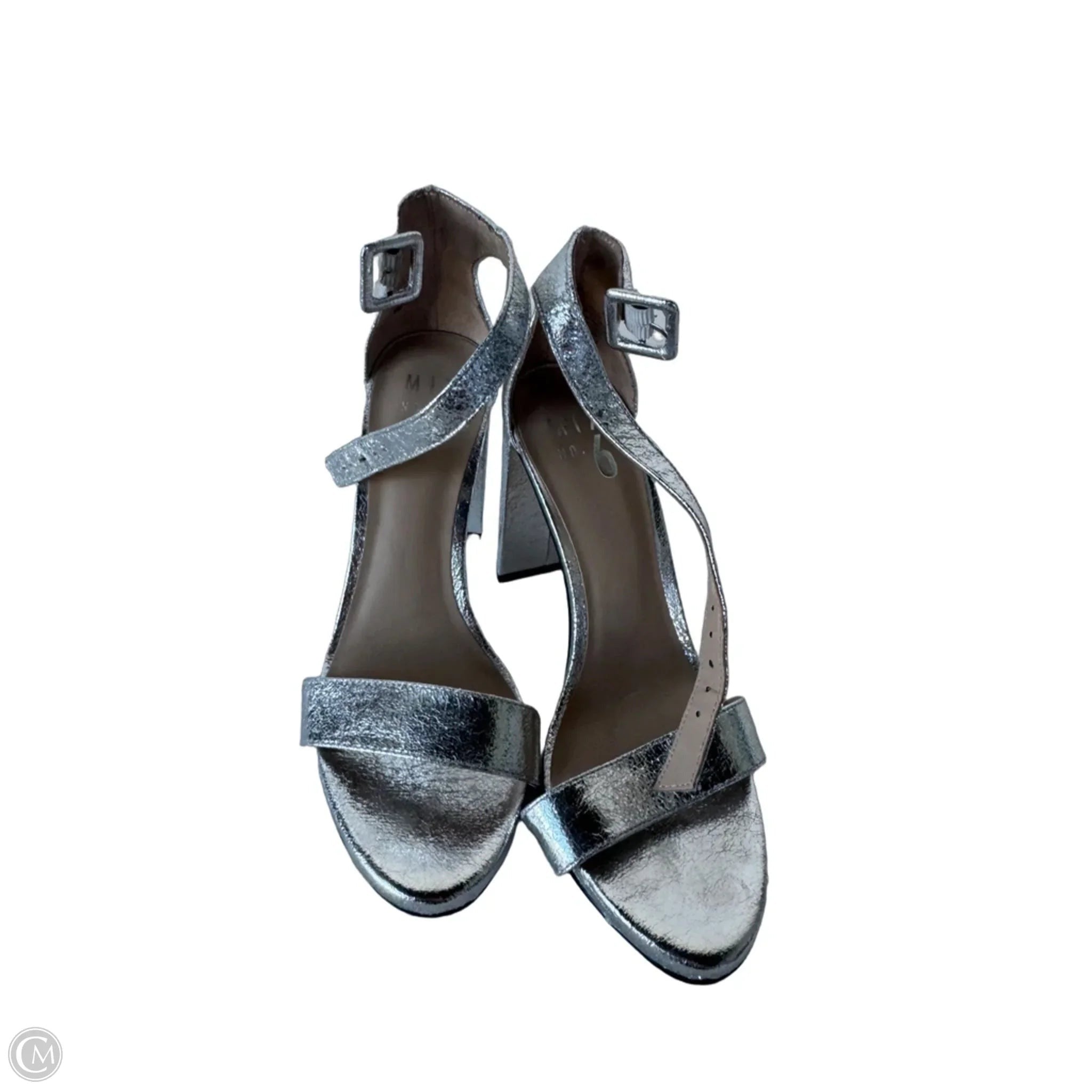 Sandals Heels Block By Mix No 6 In Silver, Size: 6