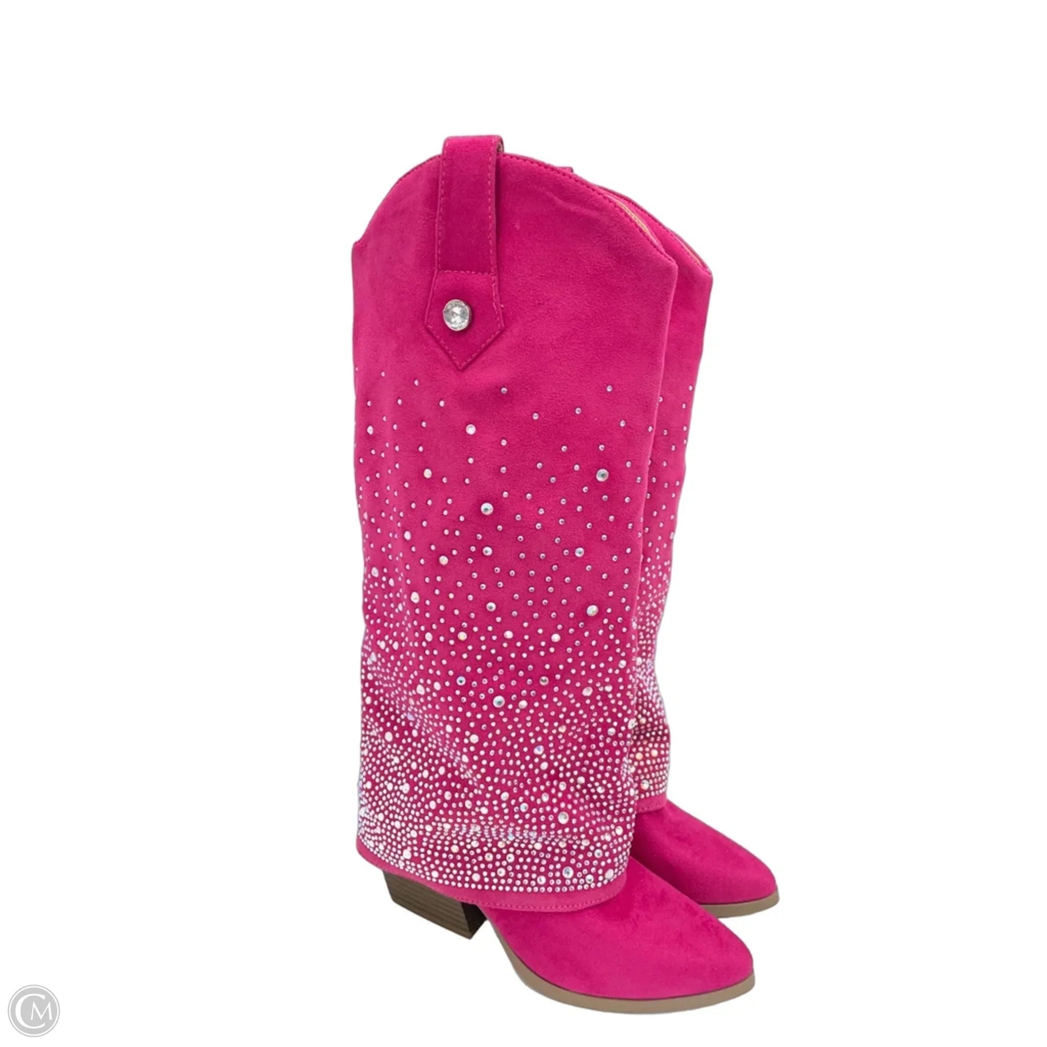 Boots Mid-calf Heels By Soda In Pink, Size: 7