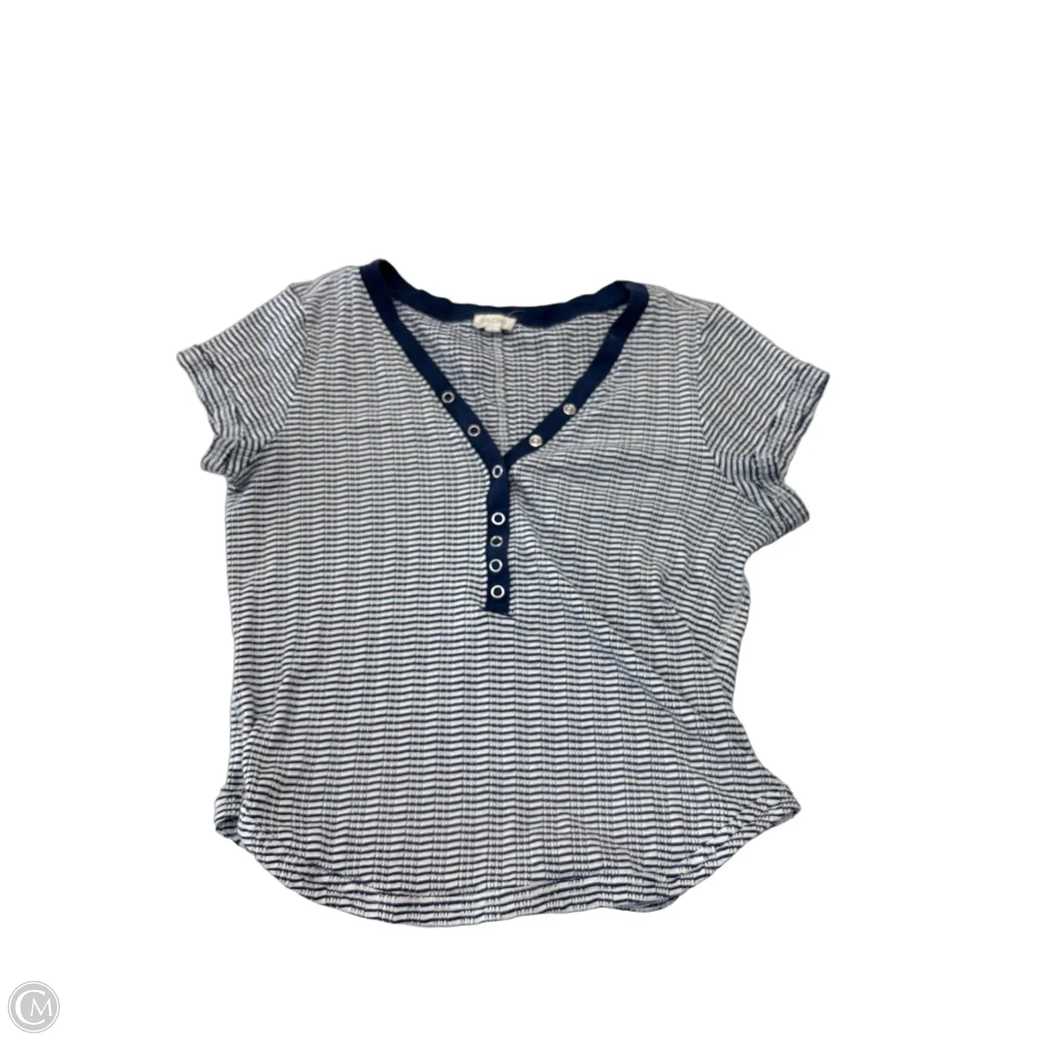Top Short Sleeve By Pilcro In Blue & White, Size: L